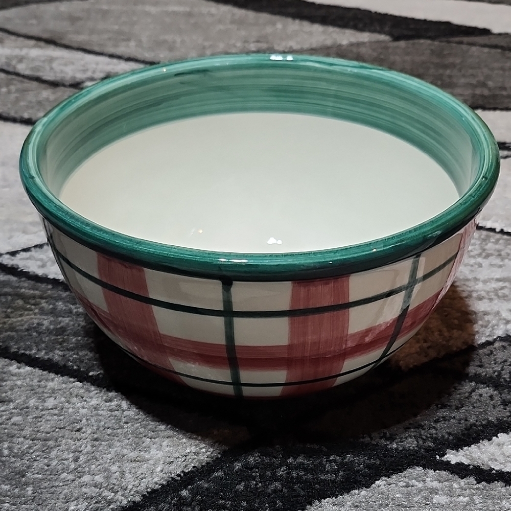 VINTAGE HTF BATH & BODY WORKS 90'S PLAID MADE-IN-ITALY DECORATIVE BOWL